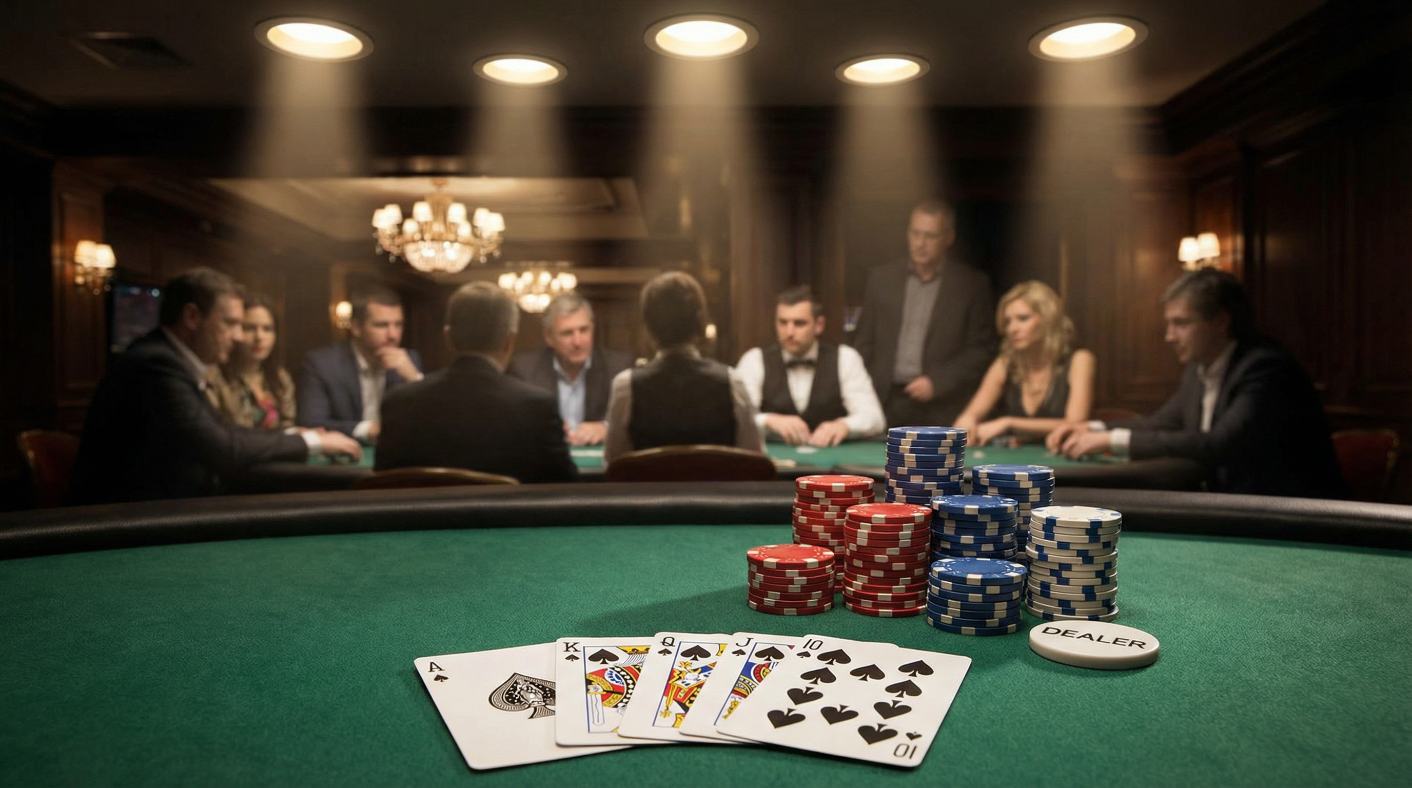 德州扑克游戏场景展示皇家同花顺